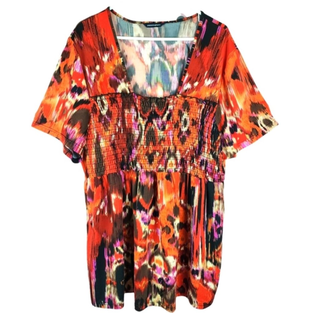 Plus size 3x psychedelic tie dye print top